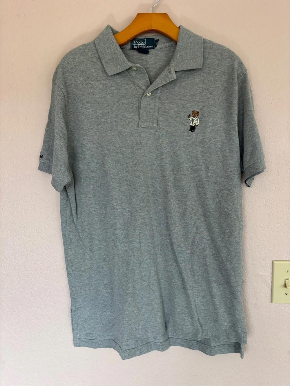 Polo by Ralph Lauren Grey Polo with Embroidered Bear. Size L